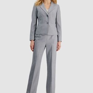 NEW Le Suit Granite Heather Gray Two-Button 2-Piece Pants Suit Jacket Blazer 6